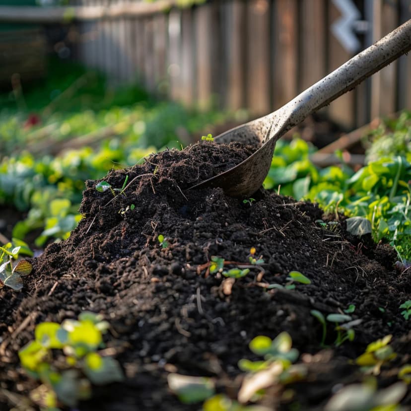 aplicación de compost orgánico en la banda de goteo del olivo