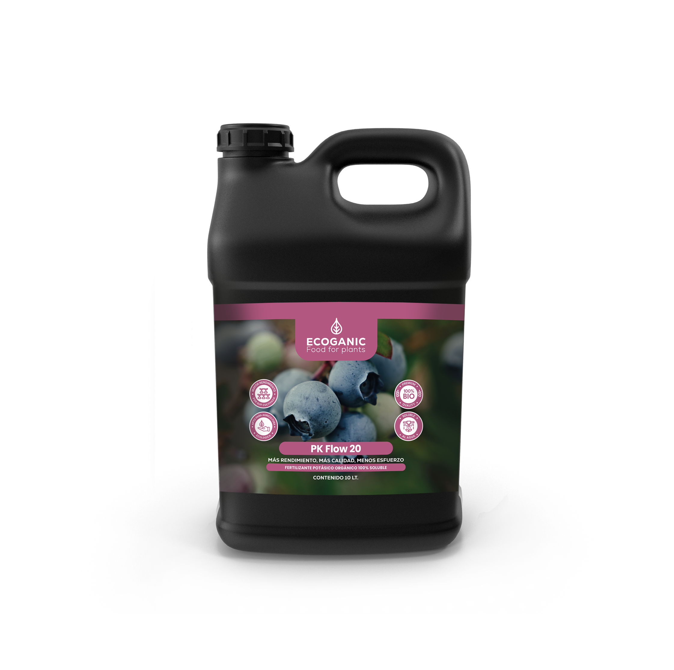Ecoganic PK-FLOW 20 es un fertilizante líquido orgánico con 20% de fósforo y 20% de potasio. Soluble, sostenible y de alta eficiencia para todo cultivo.