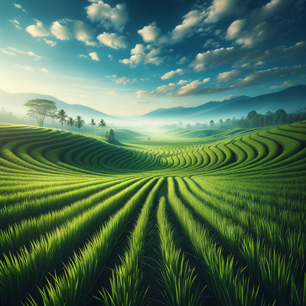 Champ de riz sain
